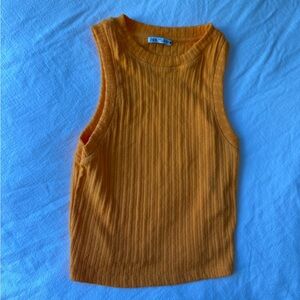 Zara Vibrant Orange-Yellow Sleeveless Top